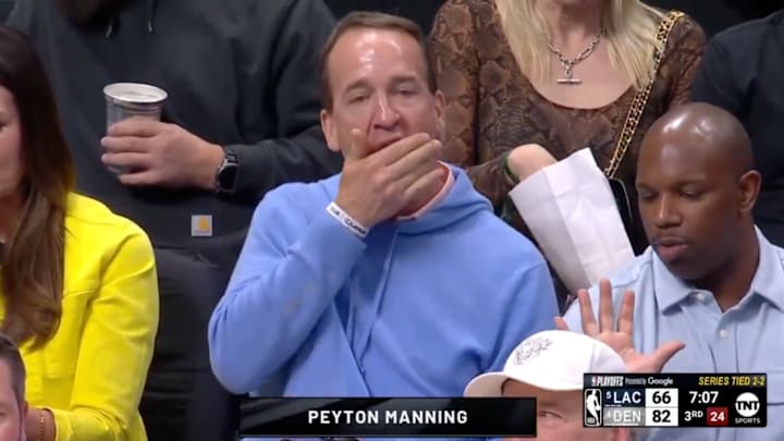 Manning was court-side at the Nuggets vs. Clippers game on Tuesday.