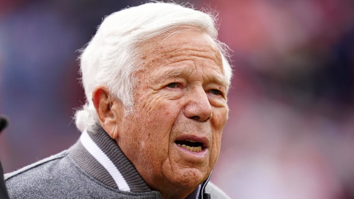 Jan 25, 2026; Denver, CO, USA; New England Patriots owner Robert Kraft before the 2026 AFC Championship Game at Empower Field at Mile High. Mandatory Credit: Ron Chenoy-Imagn Images