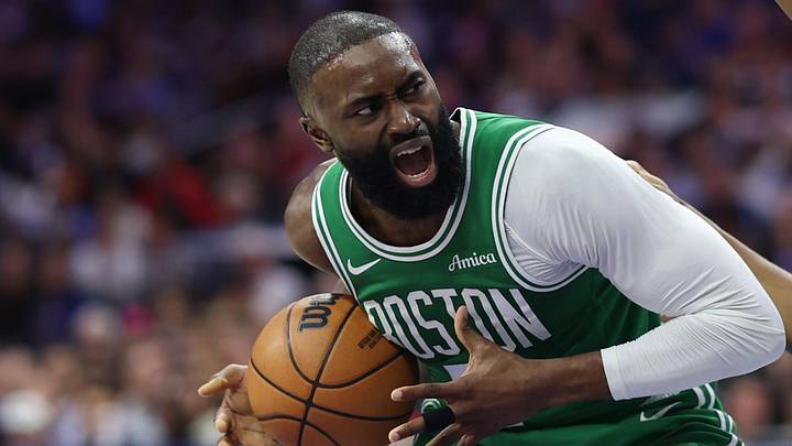 Apr 30, 2026; Philadelphia, Pennsylvania, USA; Boston Celtics guard Jaylen Brown (7) drives against Philadelphia 76ers guard Tyrese Maxey (0) during the second quarter at Xfinity Mobile Arena. Mandatory Credit: Bill Streicher-Imagn Images Apr 30, 2026; Philadelphia, Pennsylvania, USA; Boston Celtics guard Jaylen Brown (7) drives against Philadelphia 76ers guard Tyrese Maxey (0) during the second quarter at Xfinity Mobile Arena. Mandatory Credit: Bill Streicher-Imagn Images