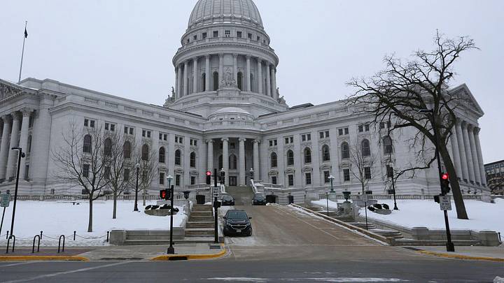 A view of the Wisconsin State Capitol, Friday, March 8, 2019, in Madison, Wis.

She 030819 She Wisconsin State Capitol Building Gck 06