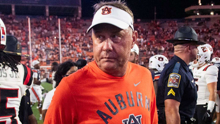 Auburn Tigers head coach Hugh Freeze walks off the field after the game as Auburn Tigers take on Ball State Cardinals at Jordan-Hare Stadium in Auburn, Ala. on Saturday, Sept. 6, 2025. Auburn Tigers defeated Ball State Cardinals 42-3. Auburn Tigers head coach Hugh Freeze walks off the field after the game as Auburn Tigers take on Ball State Cardinals at Jordan-Hare Stadium in Auburn, Ala. on Saturday, Sept. 6, 2025. Auburn Tigers defeated Ball State Cardinals 42-3.