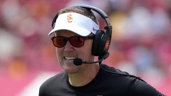 Aug 29, 2026; Los Angeles, California, USA; Southern California Trojans head coach Lincoln Riley reacts against the San Jose State Spartans in the first half at United Airlines Field at Los Angeles Memorial Coliseum. Mandatory Credit: Kirby Lee-Imagn Images Aug 29, 2026; Los Angeles, California, USA; Southern California Trojans head coach Lincoln Riley reacts against the San Jose State Spartans in the first half at United Airlines Field at Los Angeles Memorial Coliseum. Mandatory Credit: Kirby Lee-Imagn Images
