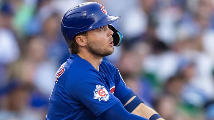 Mar 17, 2026; Mesa, Arizona, USA; Chicago Cubs second baseman Nico Hoerner against the Los Angeles Angels during a spring training game at Sloan Park. Mandatory Credit: Mark J. Rebilas-Imagn Images Mar 17, 2026; Mesa, Arizona, USA; Chicago Cubs second baseman Nico Hoerner against the Los Angeles Angels during a spring training game at Sloan Park. Mandatory Credit: Mark J. Rebilas-Imagn Images