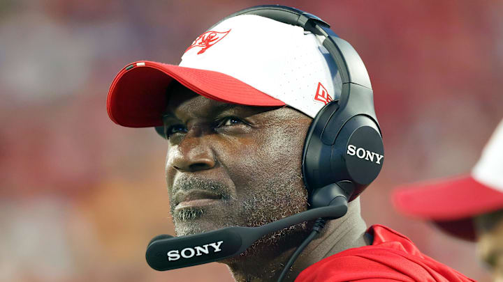 Aug 9, 2025; Tampa, Florida, USA; Tampa Bay Buccaneers head coach Todd Bowles looks on against the Tennessee Titans during the first half at Raymond James Stadium. Mandatory Credit: Kim Klement Neitzel-Imagn Images Aug 9, 2025; Tampa, Florida, USA; Tampa Bay Buccaneers head coach Todd Bowles looks on against the Tennessee Titans during the first half at Raymond James Stadium. Mandatory Credit: Kim Klement Neitzel-Imagn Images