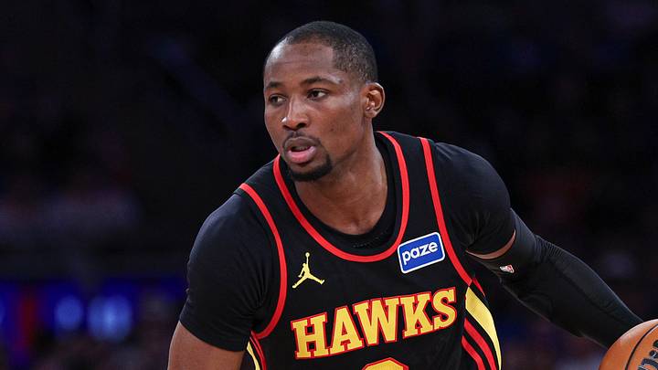 Apr 18, 2026; New York, New York, USA; Atlanta Hawks forward Jonathan Kuminga (0) dribbles during the second half of the 2026 NBA Playoffs against the New York Knicks at Madison Square Garden. Mandatory Credit: Vincent Carchietta-Imagn Images