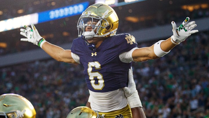 Notre Dame wide receiver Jordan Faison (6) and the Fighting Irish host Boise State in Week 6. Notre Dame wide receiver Jordan Faison (6) and the Fighting Irish host Boise State in Week 6.