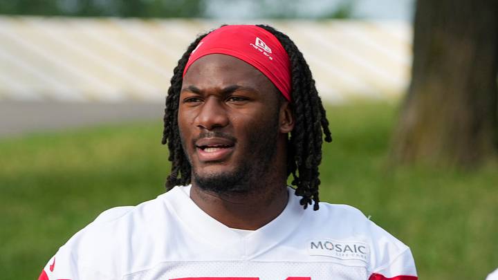 Jul 29, 2026; St. Joseph, MO, USA; Kansas City Chiefs   defensive end R. Mason Thomas (51) walks down the hill to the practice fields during training camp at Missouri Western State University. Mandatory Credit: Denny Medley-Imagn Images