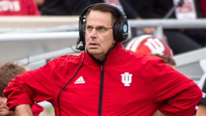 Indiana football coach Curt CIgnetti against UCLA at Memorial Stadium. Indiana football coach Curt CIgnetti against UCLA at Memorial Stadium.