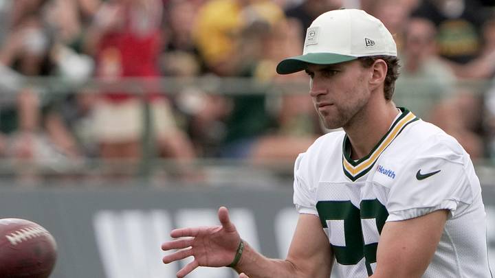 Green Bay Packers kicker Trey Smack (28) is shown at training camp Friday, July 31. Green Bay Packers kicker Trey Smack (28) is shown at training camp Friday, July 31.