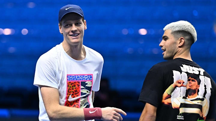 Jannik Sinner and Carlos Alcaraz played a practice set before the ATP Finals.