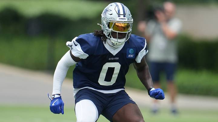 Dallas Cowboys LB DeMarvion Overshown goes through a drill during practice at the Ford Center at the Star Training Facility. Dallas Cowboys LB DeMarvion Overshown goes through a drill during practice at the Ford Center at the Star Training Facility.