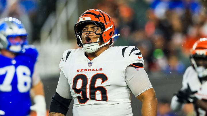 Aug 13, 2026; Cincinnati, Ohio, USA; Cincinnati Bengals defensive tackle Landon Robinson (96) reacts after a play in the first half against the Detroit Lions at Paycor Stadium. Mandatory Credit: Katie Stratman-Imagn Images Aug 13, 2026; Cincinnati, Ohio, USA; Cincinnati Bengals defensive tackle Landon Robinson (96) reacts after a play in the first half against the Detroit Lions at Paycor Stadium. Mandatory Credit: Katie Stratman-Imagn Images