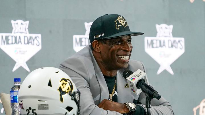 Colorado head coach Deion Sanders speaks with the media during 2025 Big 12 Football Media Days at The Star. Mandatory Credit: Raymond Carlin III-Imagn Images Colorado head coach Deion Sanders speaks with the media during 2025 Big 12 Football Media Days at The Star. Mandatory Credit: Raymond Carlin III-Imagn Images