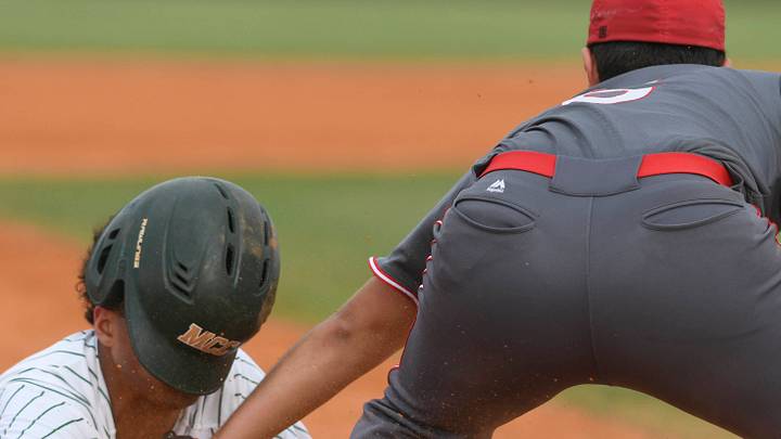 A Satellite High baseball player tried to make a tag during a baseball game.
High School Baseball Satellite At Melbourne Central Catholic A Satellite High baseball player tried to make a tag during a baseball game.
High School Baseball Satellite At Melbourne Central Catholic