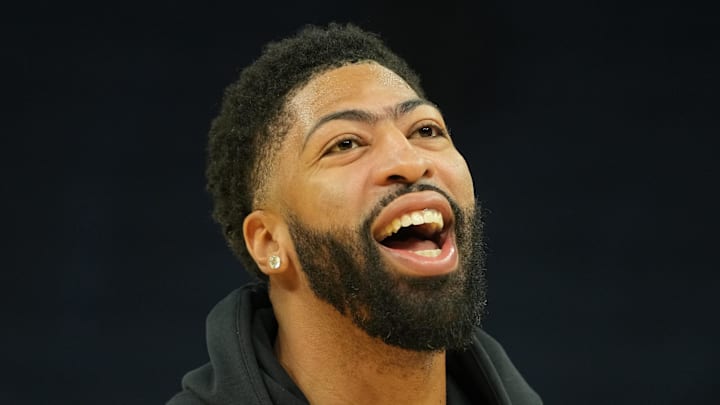 Dec 25, 2025; San Francisco, California, USA; Dallas Mavericks forward Anthony Davis (3) before the game against the Golden State Warriors at Chase Center. Mandatory Credit: Darren Yamashita-Imagn Images