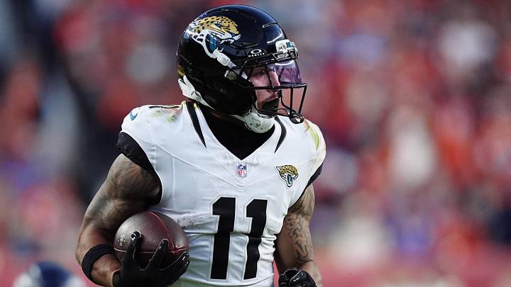 Dec 21, 2025; Denver, Colorado, USA; Jacksonville Jaguars wide receiver Parker Washington (11) makes a catch for a touchdown against the Denver Broncos during the second half at Empower Field at Mile High. Mandatory Credit: Ron Chenoy-Imagn Images Dec 21, 2025; Denver, Colorado, USA; Jacksonville Jaguars wide receiver Parker Washington (11) makes a catch for a touchdown against the Denver Broncos during the second half at Empower Field at Mile High. Mandatory Credit: Ron Chenoy-Imagn Images