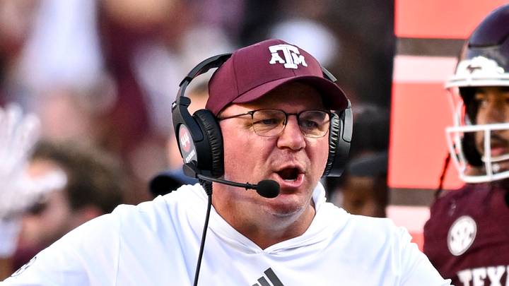 Sep 27, 2025; College Station, Texas, USA; Texas A&M Aggies head coach Mike Elko reacts during the third quarter against the Auburn Tigers at Kyle Field. Mandatory Credit: Maria Lysaker-Imagn Images Sep 27, 2025; College Station, Texas, USA; Texas A&M Aggies head coach Mike Elko reacts during the third quarter against the Auburn Tigers at Kyle Field. Mandatory Credit: Maria Lysaker-Imagn Images