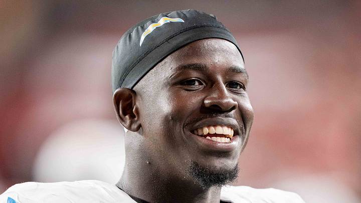 August 23, 2025; Santa Clara, California, USA; Los Angeles Chargers linebacker Marlowe Wax (58) after the game against the San Francisco 49ers at Levi's Stadium. Mandatory Credit: Kyle Terada-Imagn Images