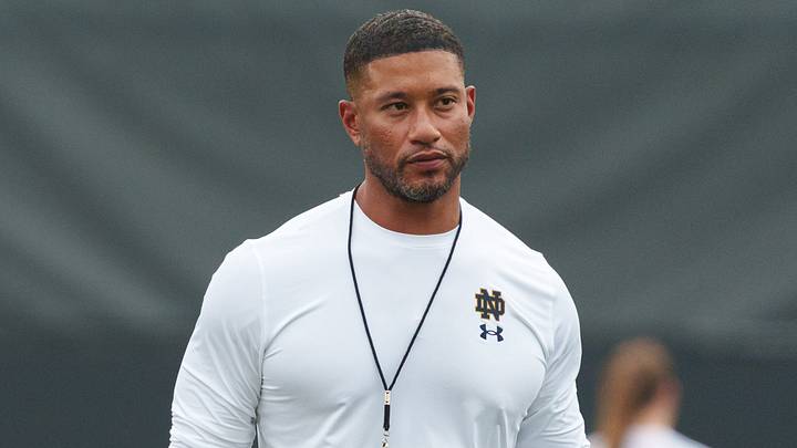 Head coach Marcus Freeman during a Notre Dame football practice at Irish Athletic Center on Thursday, Aug. 6, 2026, in South Bend. Head coach Marcus Freeman during a Notre Dame football practice at Irish Athletic Center on Thursday, Aug. 6, 2026, in South Bend.