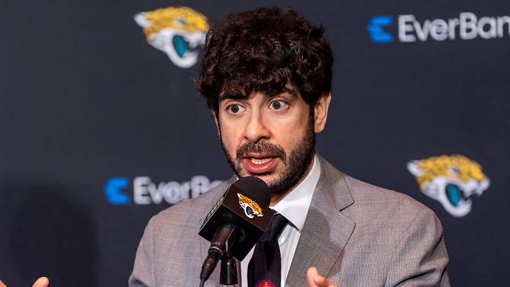 Director of Football Strategy Tony Khan for the Jacksonville Jaguars answered questions during the press conference where they announced James Gladstone as the general manager Monday morning February 24, 2025 at the Miller Electric Center in Jacksonville, Fla. [Doug Engle/Florida Times-Union]2025