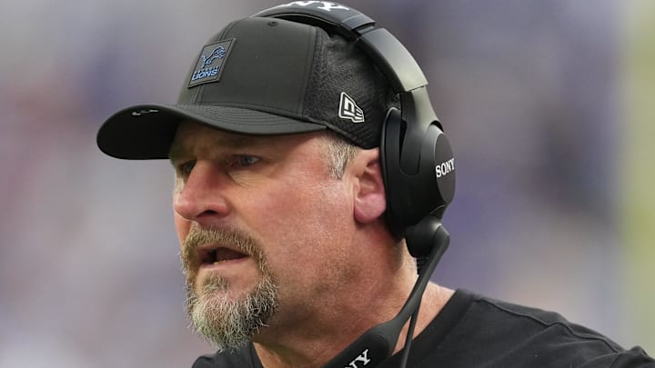 Detroit Lions head coach Dan Campbell is seen during the second quarter against the Los Angeles Rams at SoFi Stadium