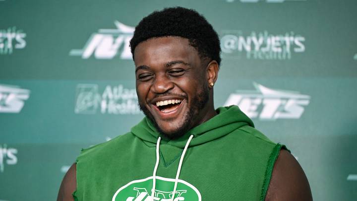 New York Jets offensive tackle Armand Membou New York Jets offensive tackle Armand Membou