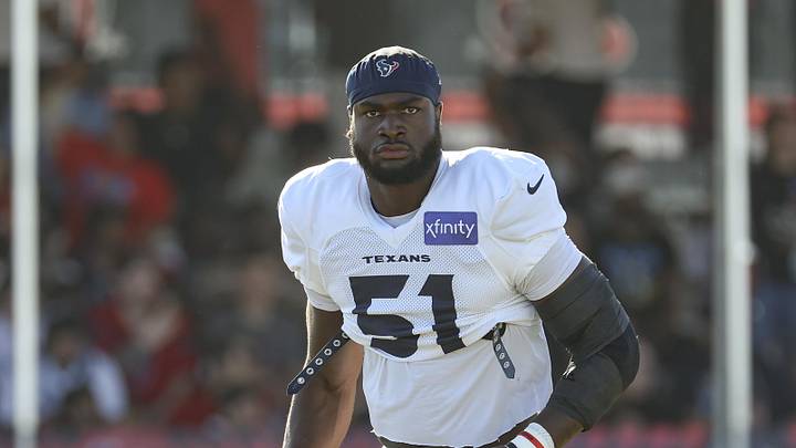 Jul 29, 2024; Houston, TX, USA; Houston Texans defensive end Will Anderson Jr. (51) during training camp at Houston Methodist Training Center. Mandatory Credit: Troy Taormina-Imagn Images