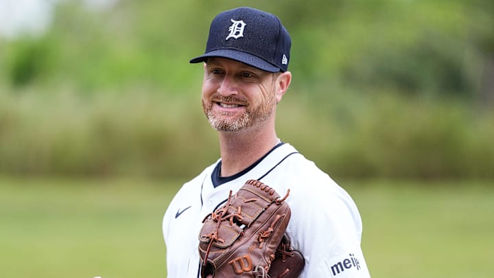 Detroit Tigers pitcher Alex Cobb poses for a photo during picture day of spring training at TigerTown in Lakeland, Fla. on Wednesday, Feb. 19, 2025. Detroit Tigers pitcher Alex Cobb poses for a photo during picture day of spring training at TigerTown in Lakeland, Fla. on Wednesday, Feb. 19, 2025.