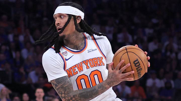 Jun 10, 2026; New York, New York, USA; New York Knicks guard Jordan Clarkson (00) controls the ball against the San Antonio Spurs in the second quarter during game four of the 2026 NBA Finals at Madison Square Garden. Mandatory Credit: Brad Penner-Imagn Images Jun 10, 2026; New York, New York, USA; New York Knicks guard Jordan Clarkson (00) controls the ball against the San Antonio Spurs in the second quarter during game four of the 2026 NBA Finals at Madison Square Garden. Mandatory Credit: Brad Penner-Imagn Images