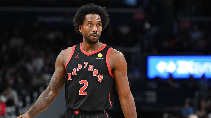Oct 23, 2026; Washington, District of Columbia, USA; Toronto Raptors forward Kawhi Leonard (2) on the court against the Washington Wizards during the second half at Capital One Arena. Mandatory Credit: Brad Mills-Imagn Images