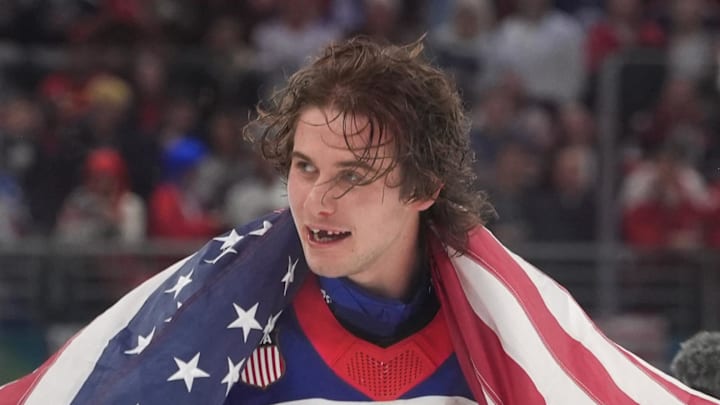 Jack Hughes (86) of the United States Jack Hughes (86) of the United States