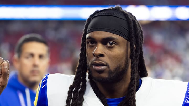 Dec 7, 2025; Glendale, Arizona, USA; Los Angeles Rams wide receiver Davante Adams (17) against the Arizona Cardinals at State Farm Stadium. Mandatory Credit: Mark J. Rebilas-Imagn Images Dec 7, 2025; Glendale, Arizona, USA; Los Angeles Rams wide receiver Davante Adams (17) against the Arizona Cardinals at State Farm Stadium. Mandatory Credit: Mark J. Rebilas-Imagn Images