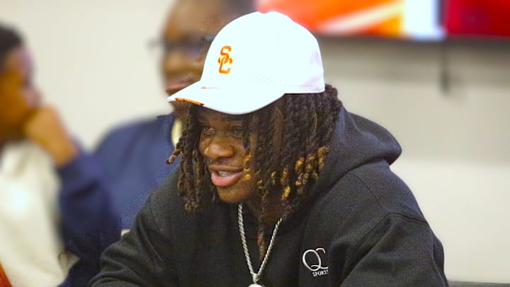 Former Escambia running back, and top junior college recruit, Waymond Jordan Jr. signed with the University of Southern California during a ceremony on Sunday, Jan. 5, 2024. Former Escambia running back, and top junior college recruit, Waymond Jordan Jr. signed with the University of Southern California during a ceremony on Sunday, Jan. 5, 2024.