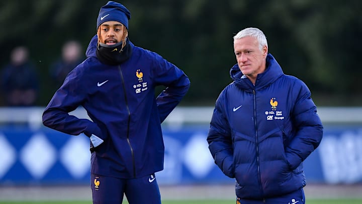 Bradley Barcola et Didier Deschamps, équipe de Frace