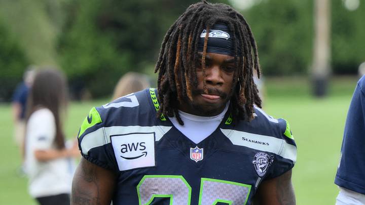 Seattle Seahawks running back Emanuel Wilson after the first training camp at Virginia Mason Athletic Center. Seattle Seahawks running back Emanuel Wilson after the first training camp at Virginia Mason Athletic Center.