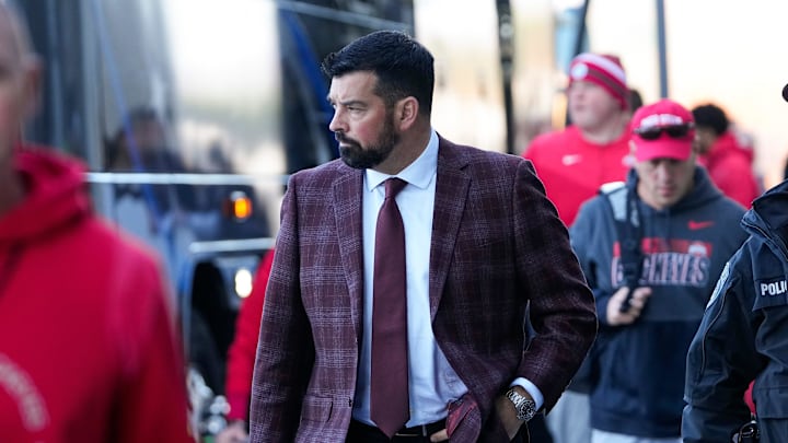 Oct 29, 2022; University Park, Pennsylvania, USA; Ohio State Buckeyes head coach Ryan Day walks off the team bus prior to the NCAA Division I football game against the Penn State Nittany Lions at Beaver Stadium. Mandatory Credit: Adam Cairns-The Columbus Dispatch

Ncaa Football Ohio State Buckeyes At Penn State Nittany Lions