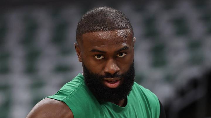 May 2, 2026; Boston, Massachusetts, USA; Boston Celtics guard Jaylen Brown (7) on the court before game seven of the first round of the 2026 NBA Playoffs against the Philadelphia 76ers at TD Garden. Mandatory Credit: Winslow Townson-Imagn Images