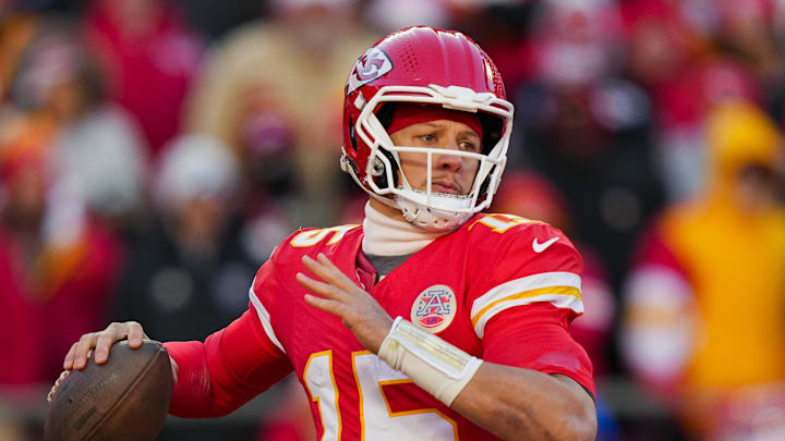 Dec 14, 2025; Kansas City, Missouri, USA; Kansas City Chiefs quarterback Patrick Mahomes (15) throws a pass during the second half against the Los Angeles Chargers at GEHA Field at Arrowhead Stadium. Mandatory Credit: Jay Biggerstaff-Imagn Images Dec 14, 2025; Kansas City, Missouri, USA; Kansas City Chiefs quarterback Patrick Mahomes (15) throws a pass during the second half against the Los Angeles Chargers at GEHA Field at Arrowhead Stadium. Mandatory Credit: Jay Biggerstaff-Imagn Images