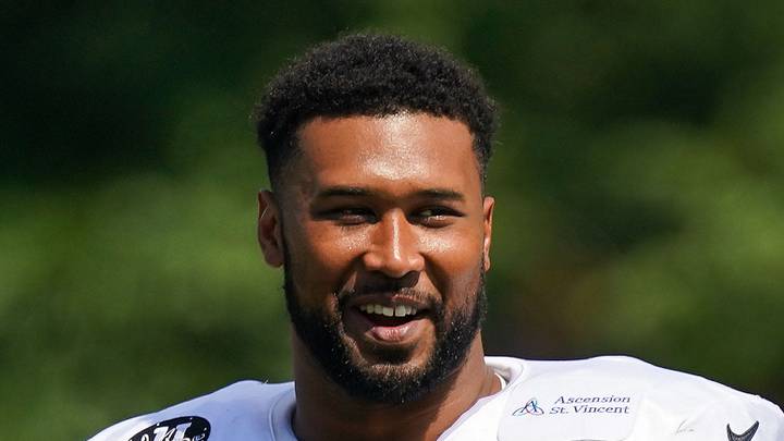 Indianapolis Colts defensive tackle DeForest Buckner walks onto the field