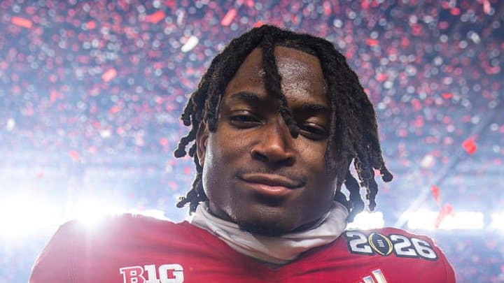 Indiana's D'Angelo Ponds celebrates after the College Football Playoff National Championship.