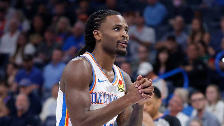 Mar 30, 2026; Oklahoma City, Oklahoma, USA; Oklahoma City Thunder guard Cason Wallace (22) reacts after a play against the Detroit Pistons during overtime at Paycom Center. Mandatory Credit: Alonzo Adams-Imagn Images Mar 30, 2026; Oklahoma City, Oklahoma, USA; Oklahoma City Thunder guard Cason Wallace (22) reacts after a play against the Detroit Pistons during overtime at Paycom Center. Mandatory Credit: Alonzo Adams-Imagn Images
