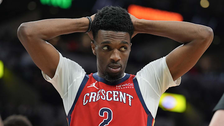 Dec 8, 2024; San Antonio, Texas, USA;  New Orleans Pelicans forward Herbert Jones (2) in the second half against the San Antonio Spurs at Frost Bank Center. Mandatory Credit: Daniel Dunn-Imagn Images