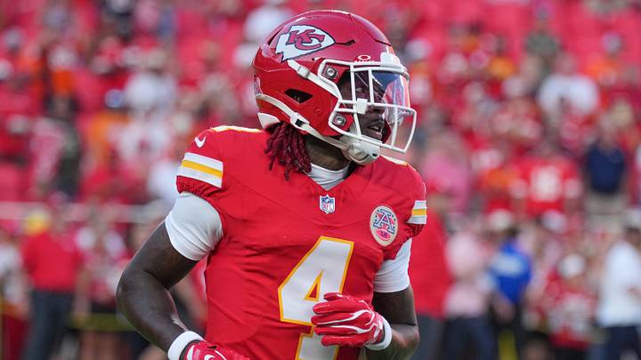 Sep 14, 2026; Kansas City, Missouri, USA; Kansas City Chiefs wide receiver Rashee Rice (4) warms up against the Denver Broncos prior to the game at GEHA Field at Arrowhead Stadium. Mandatory Credit: Denny Medley-Imagn Images Sep 14, 2026; Kansas City, Missouri, USA; Kansas City Chiefs wide receiver Rashee Rice (4) warms up against the Denver Broncos prior to the game at GEHA Field at Arrowhead Stadium. Mandatory Credit: Denny Medley-Imagn Images