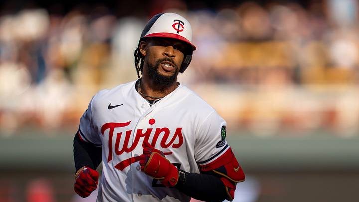 Jun 22, 2026; Minneapolis, Minnesota, USA; Minnesota Twins center fielder Byron Buxton (25) celebrates hitting a solo home run against the Los Angeles Dodgers in the first inning at Target Field. Mandatory Credit: Jesse Johnson-Imagn Images Jun 22, 2026; Minneapolis, Minnesota, USA; Minnesota Twins center fielder Byron Buxton (25) celebrates hitting a solo home run against the Los Angeles Dodgers in the first inning at Target Field. Mandatory Credit: Jesse Johnson-Imagn Images