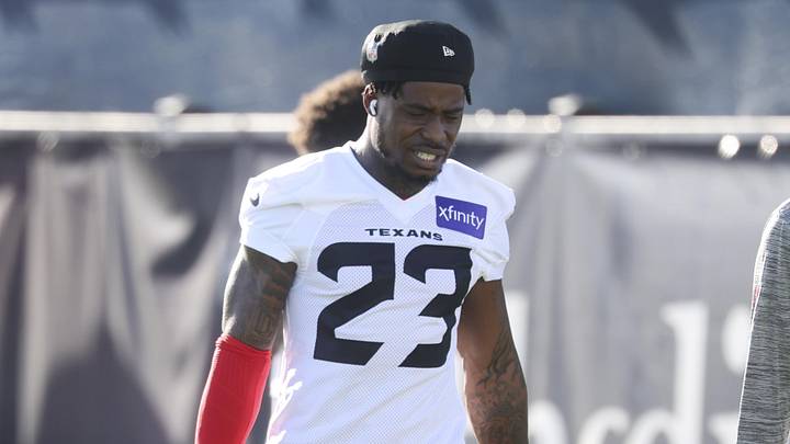 Jul 23, 2025; Houston, TX, USA;  Houston Texans safety C.J. Gardner-Johnson (23) during training camp at Houston Methodist Training Center. Mandatory Credit: Troy Taormina-Imagn Images