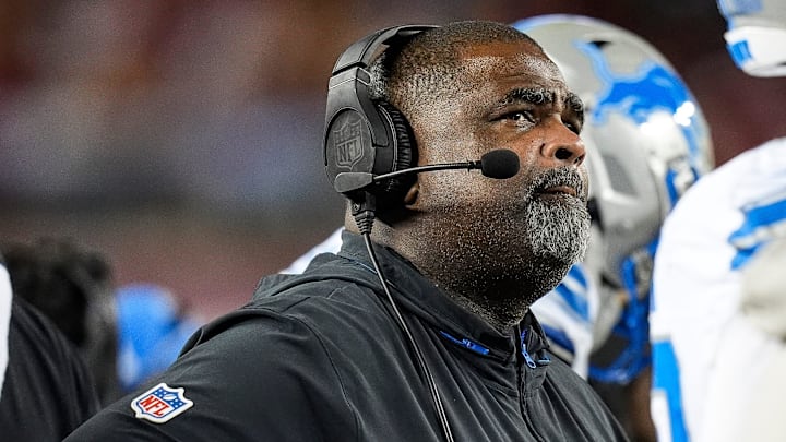 Detroit Lions defensive line coach Terrell Williams watches a play against San Francisco 49ers during the second half at Levi's Stadium in Santa Clara, Calif. on Monday, Dec. 30, 2024. Detroit Lions defensive line coach Terrell Williams watches a play against San Francisco 49ers during the second half at Levi's Stadium in Santa Clara, Calif. on Monday, Dec. 30, 2024.