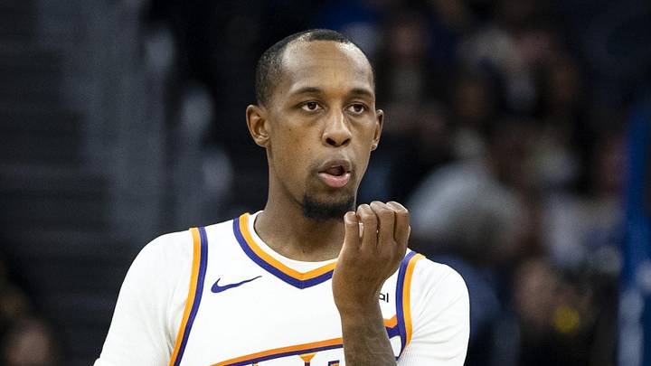 Dec 20, 2025; San Francisco, California, USA; Phoenix Suns guard Jamaree Bouyea (17) reacts during the second quarter against the Golden State Warriors at Chase Center. Mandatory Credit: John Hefti-Imagn Images