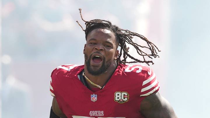 Santa Clara, California, USA; San Francisco 49ers linebacker Dre Greenlaw (57) jogs on the field before the game against the Denver Broncos at Levi's Stadium. Mandatory Credit: Darren Yamashita-Imagn Images Santa Clara, California, USA; San Francisco 49ers linebacker Dre Greenlaw (57) jogs on the field before the game against the Denver Broncos at Levi's Stadium. Mandatory Credit: Darren Yamashita-Imagn Images