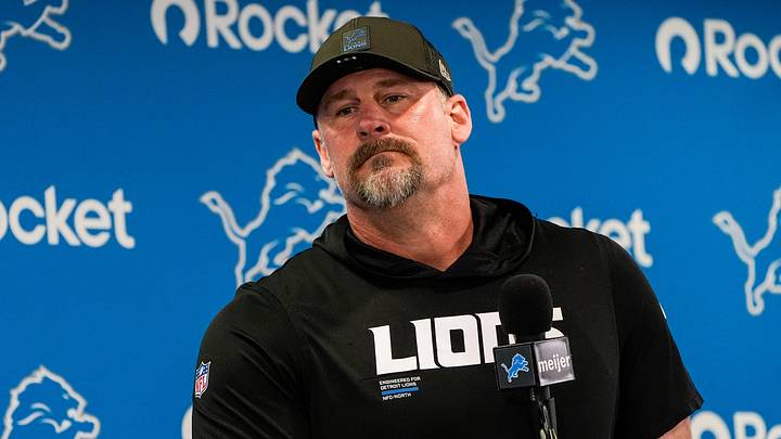 Detroit Lions head coach Dan Campbell answers a question before OTAs at Meijer Performance Center in Allen Park on Friday, May 29, 2026.