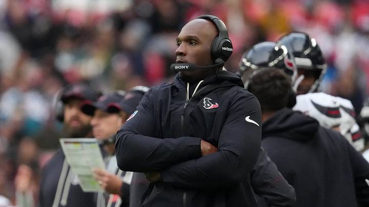 Oct 18, 2026; London, ENG; Houston Texans head coach DeMeco Ryans looks on during the first half against the Jacksonville Jaguars at Wembley Stadium. Mandatory Credit: Kirby Lee-Imagn Images Oct 18, 2026; London, ENG; Houston Texans head coach DeMeco Ryans looks on during the first half against the Jacksonville Jaguars at Wembley Stadium. Mandatory Credit: Kirby Lee-Imagn Images